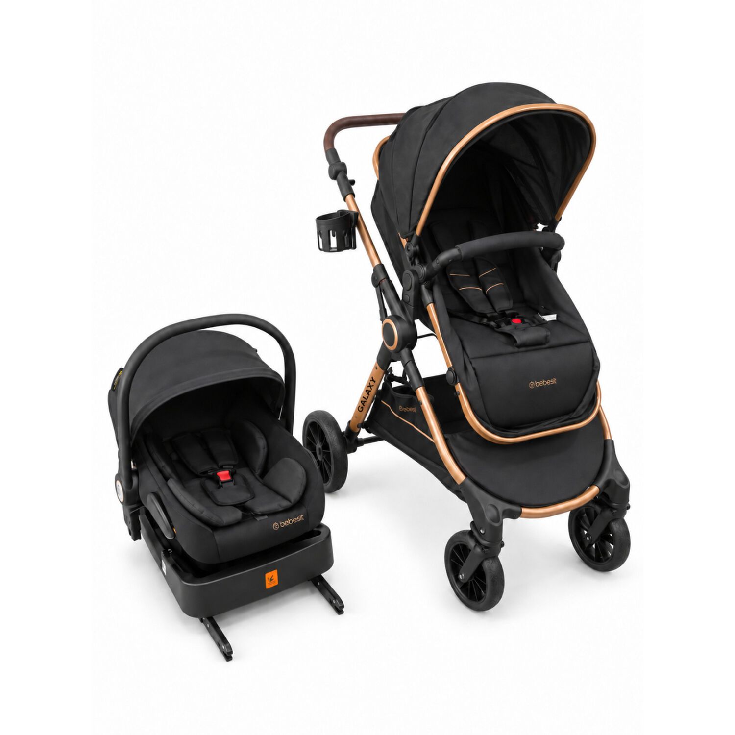 Coche Cuna Travel System Galaxy Isofix Gold Negro image number 0.0